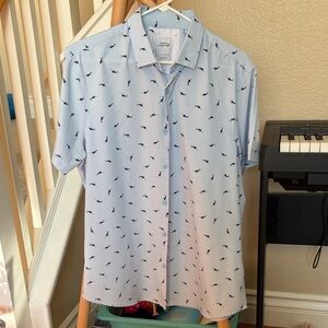 Men's Light Blue Patterned Casual Shirt